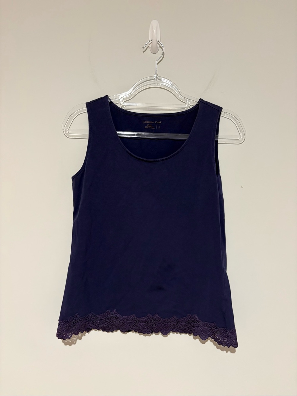 Coldwater Creek lace trim tank top purple size small